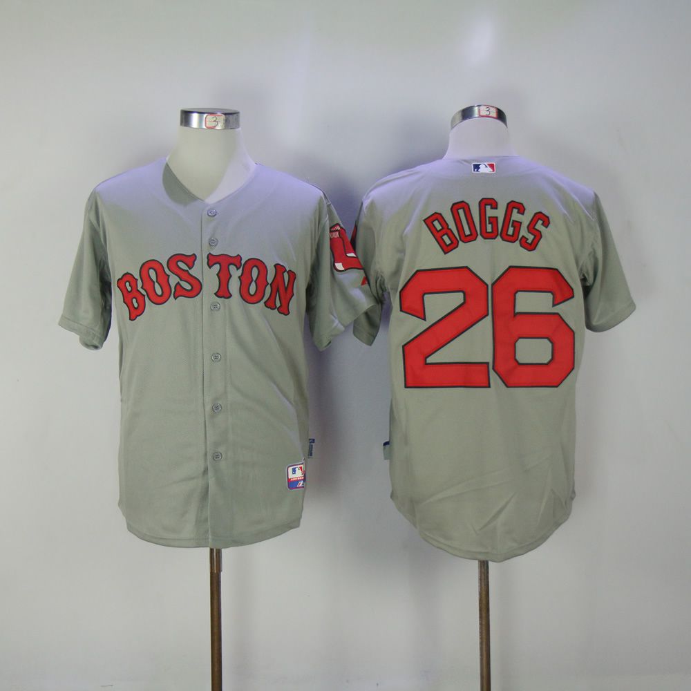 Men Boston Red Sox 26 Boggs Grey MLB Jerseys